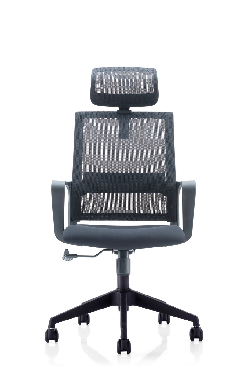 KH-219A 辦公椅高背頭枕   職員椅連固定扶手 配尼龍五爪