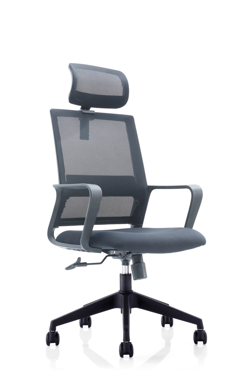 KH-219A 辦公椅高背頭枕   職員椅連固定扶手 配尼龍五爪
